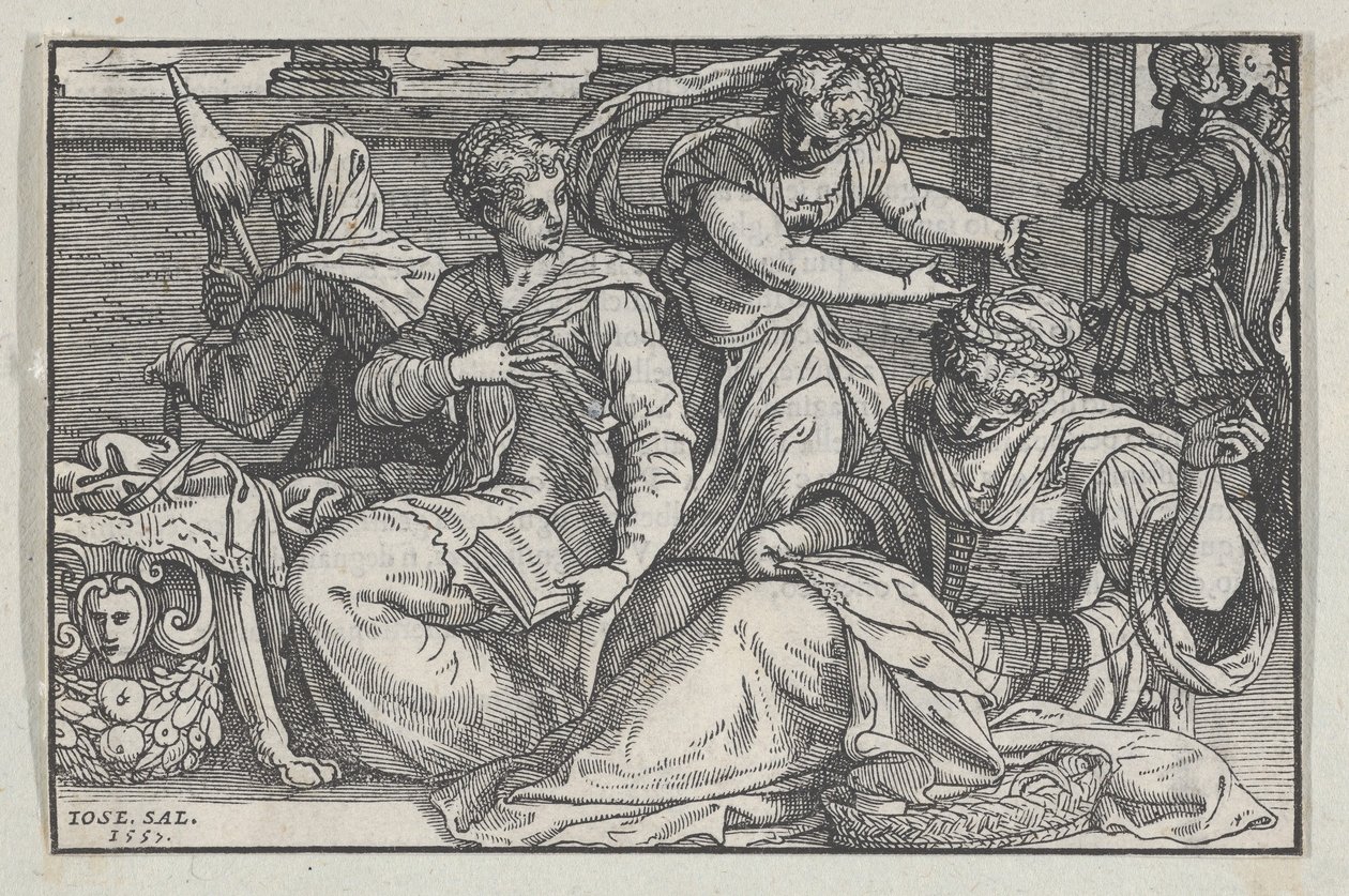 Lucretia unterrichtet ihre Töchter in der Handarbeit von Giuseppe Porta