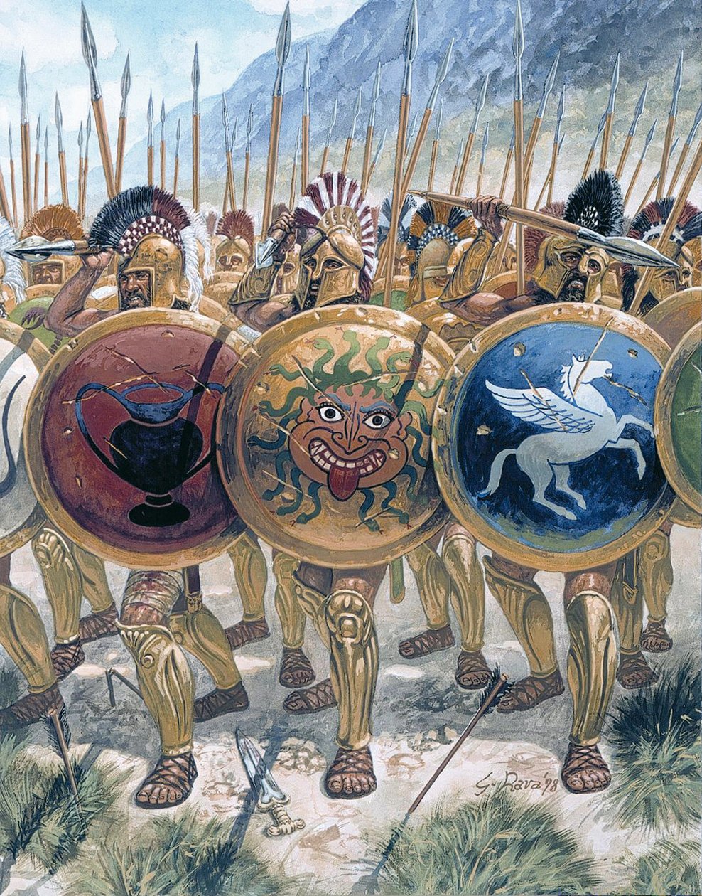 Antikes Griechenland: Der Vormarsch der Hopliten - Illustration von ...