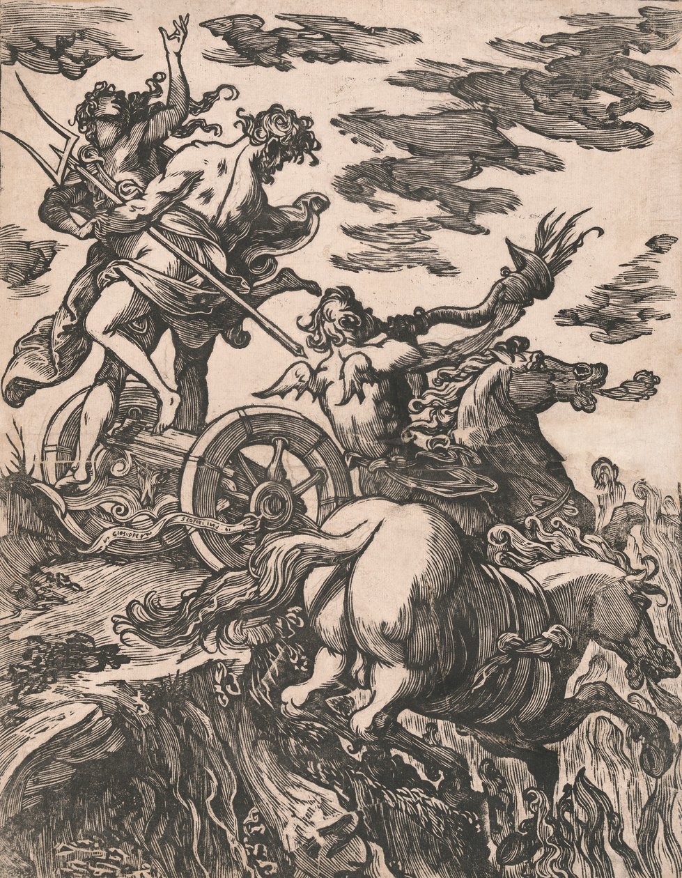 Raub der Persephone mit Pluto zu Pferd rechts, 1590-1607 von Giuseppe Scolari