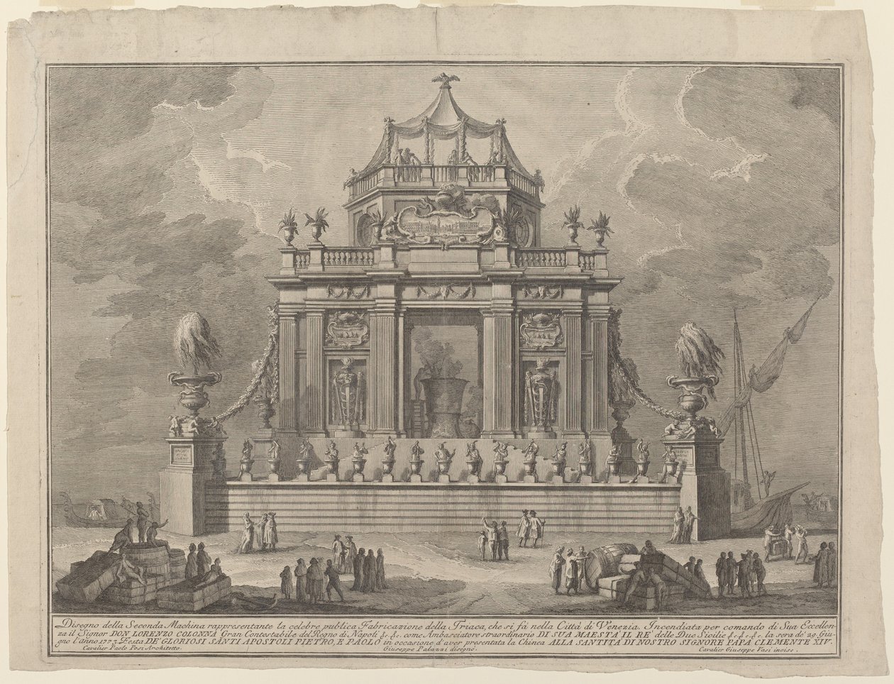 Die Zubereitung von Theriak in Venedig für das "Chinea"-Fest von Giuseppe Vasi after Giuseppe Palazzi