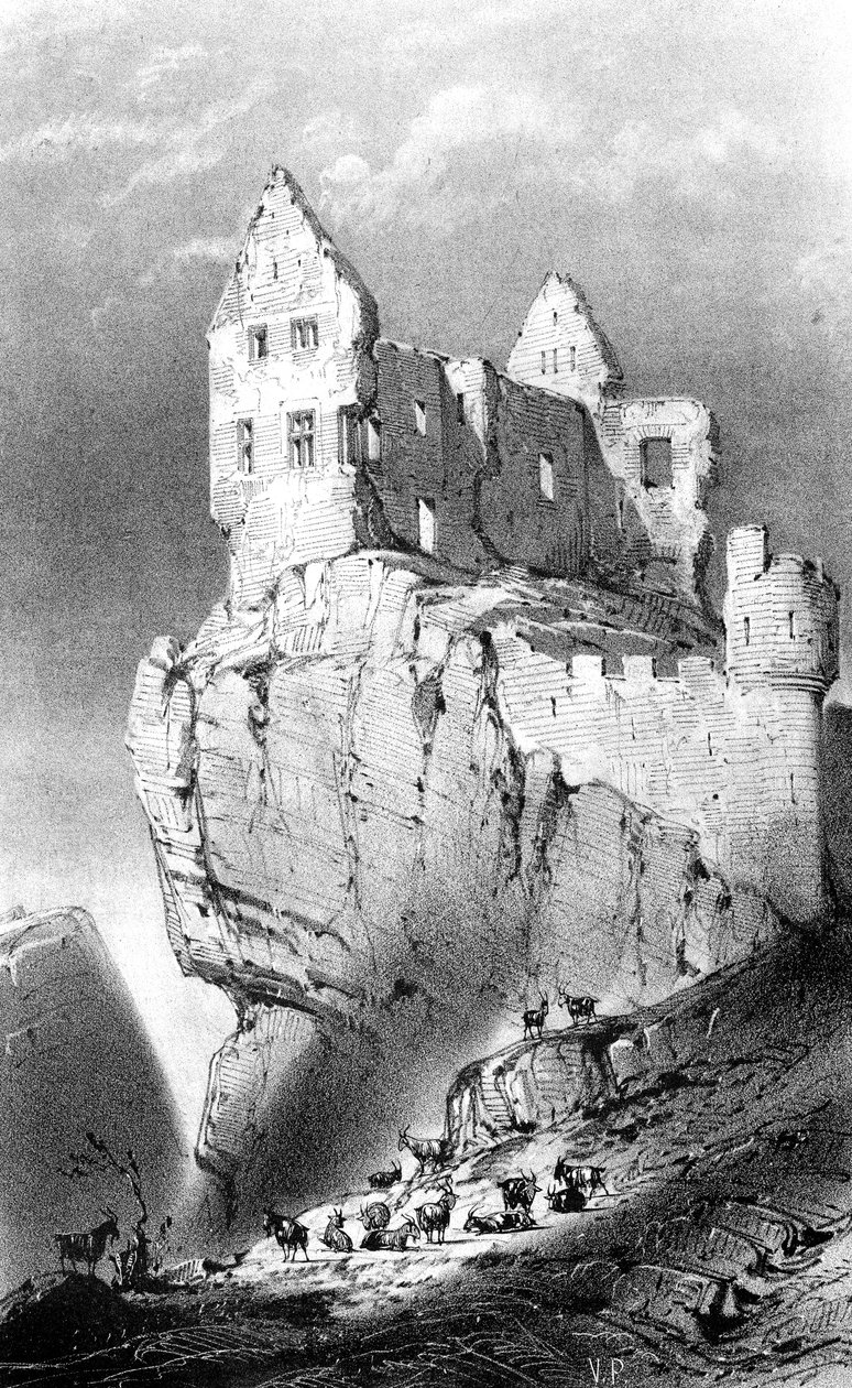 Das Schloss von Crussol, Saint-Peray, Frankreich, 19. Jahrhundert von Godard Q. des Augustins