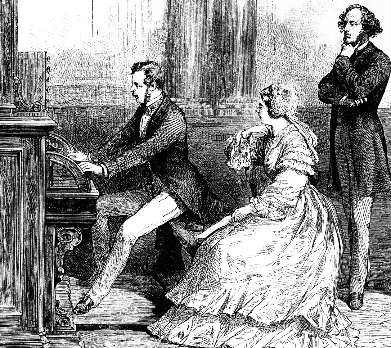 Königin Victoria beobachtet Prinz Albert, wie er Felix Mendelssohn die Orgel spielt von Godefroy Durand