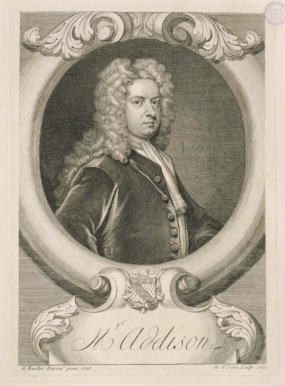 Mr. Addison, graviert von George Vertue, 1721 von Godfrey Kneller