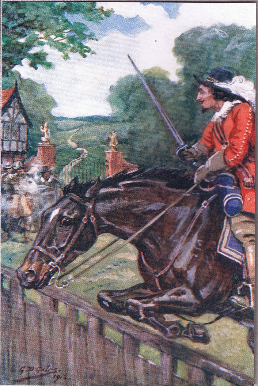 Die Romanze von Britonmarte: Aber sie räumte den Eichentisch um Haaresbreite, aus Gedichte von Adam Lindsay Gordon, veröffentlicht von T. N. Foulis, 1912 von Godfrey Douglas Giles