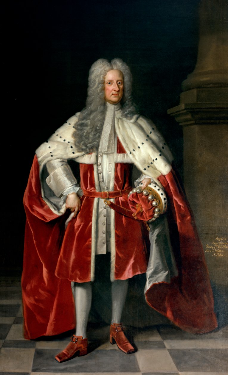 Porträt von Henry, 1. Viscount St. John (1652-1742) in seinen Krönungsroben, 1727 von Godfrey Kneller
