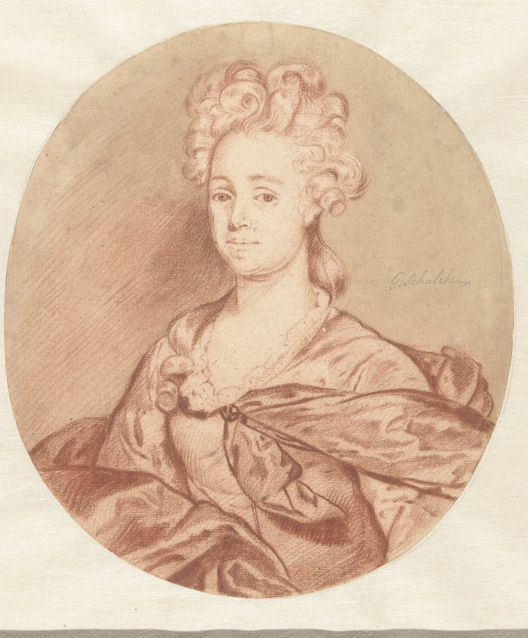Porträt einer unbekannten Frau, oval von Godfried Schalcken