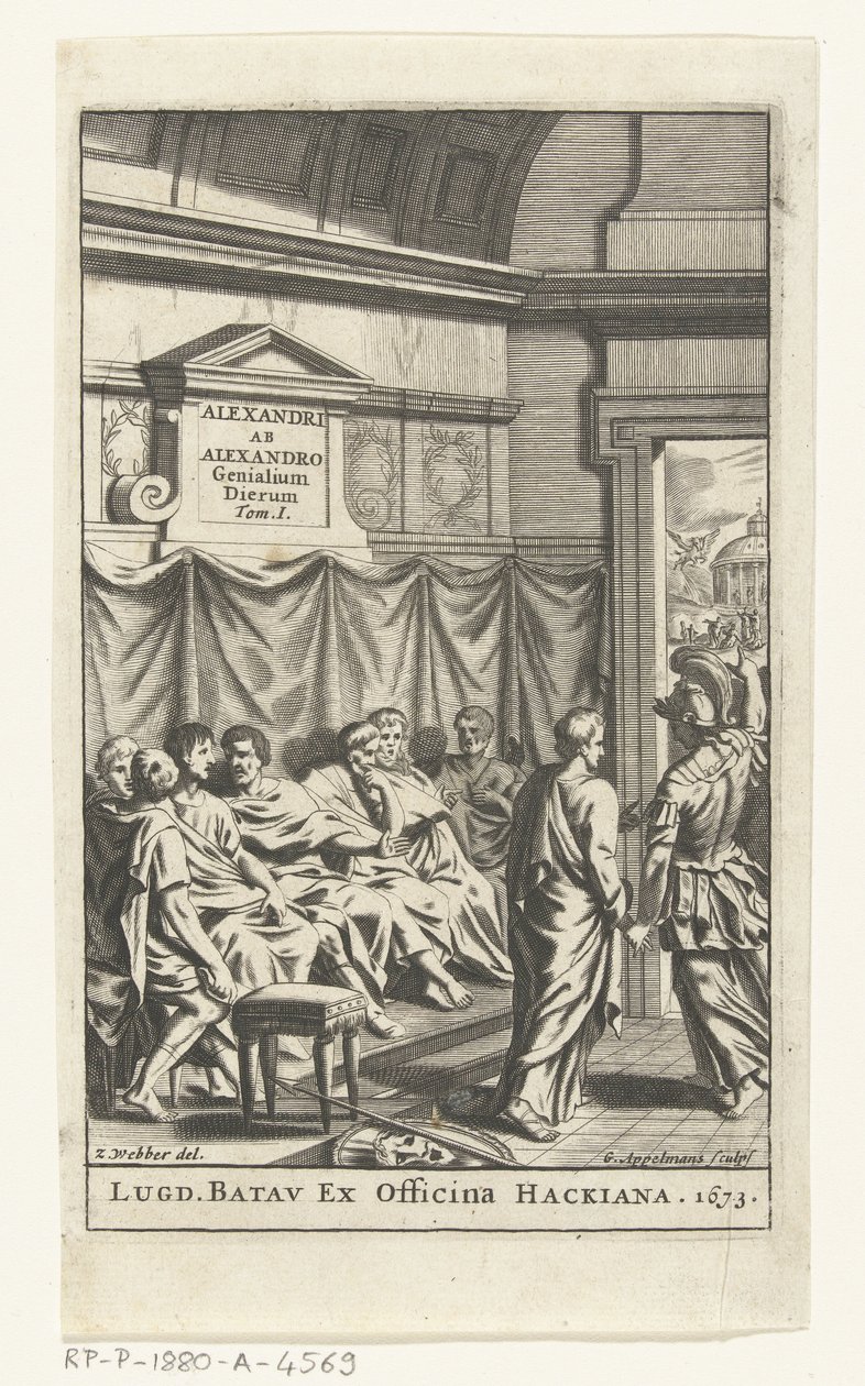 Titelseite für Alexander ab Alexandro, Genialium dierum, Teil 1, 1673 von Gonsales Appelmans (attributed to)