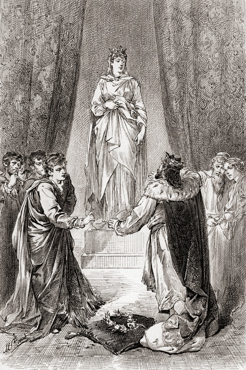 Eine Szene aus William Shakespeares Stück Das Wintermärchen, Akt V, Szene 3, Leontes: Niemand soll mich verspotten, denn ich werde sie küssen von Gordon Frederick Browne