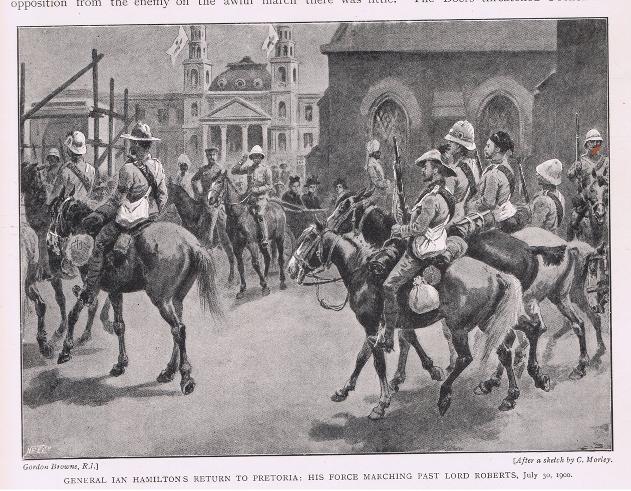 General Ian Hamiltons Rückkehr nach Pretoria: seine Truppen marschieren an Lord Roberts vorbei, 30. Juli 1900 von Gordon Frederick Browne