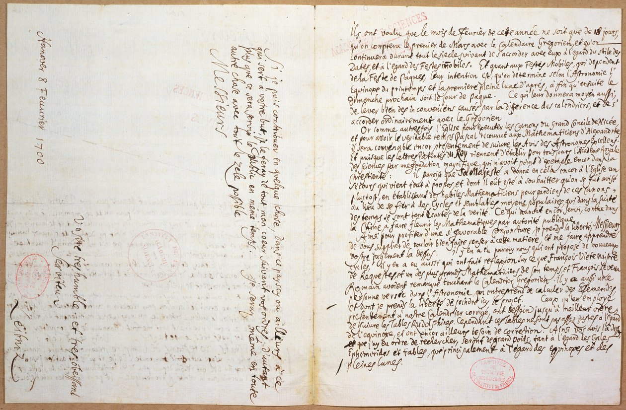 Die letzten Seiten eines Briefes von Leibniz über seine Aufnahme in die 