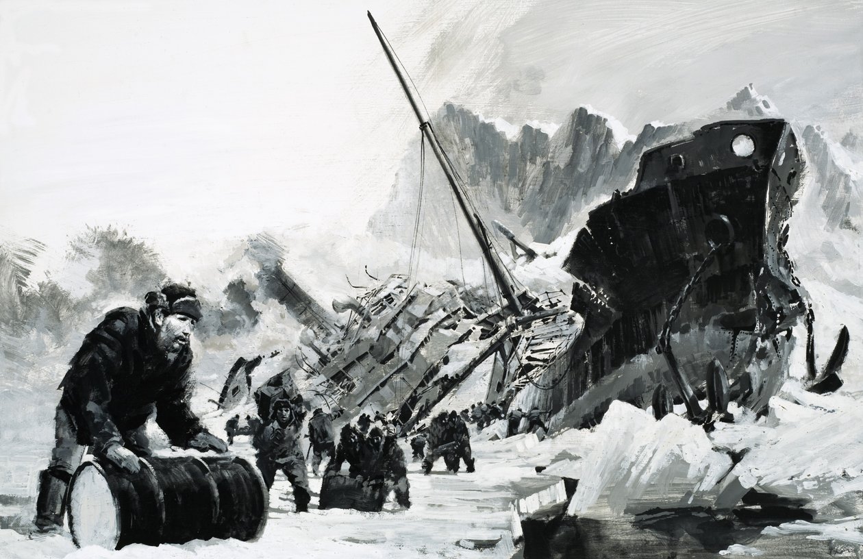 Unbekanntes Schiffswrack auf einem eisigen Gletscher von Graham Coton