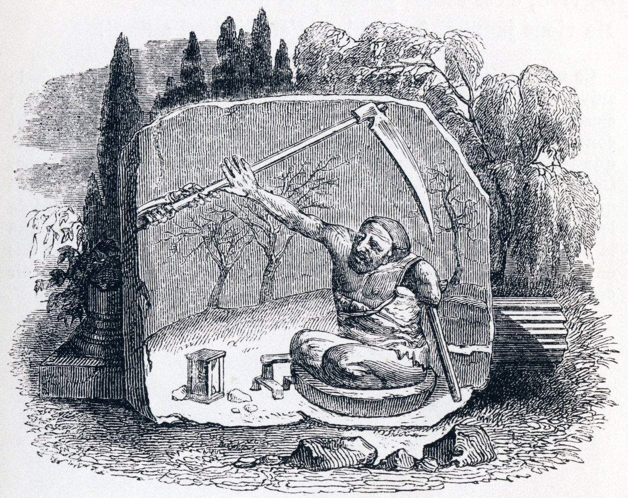 Der Tod und der Unglückliche - Fabeln von La Fontaine von Grandville