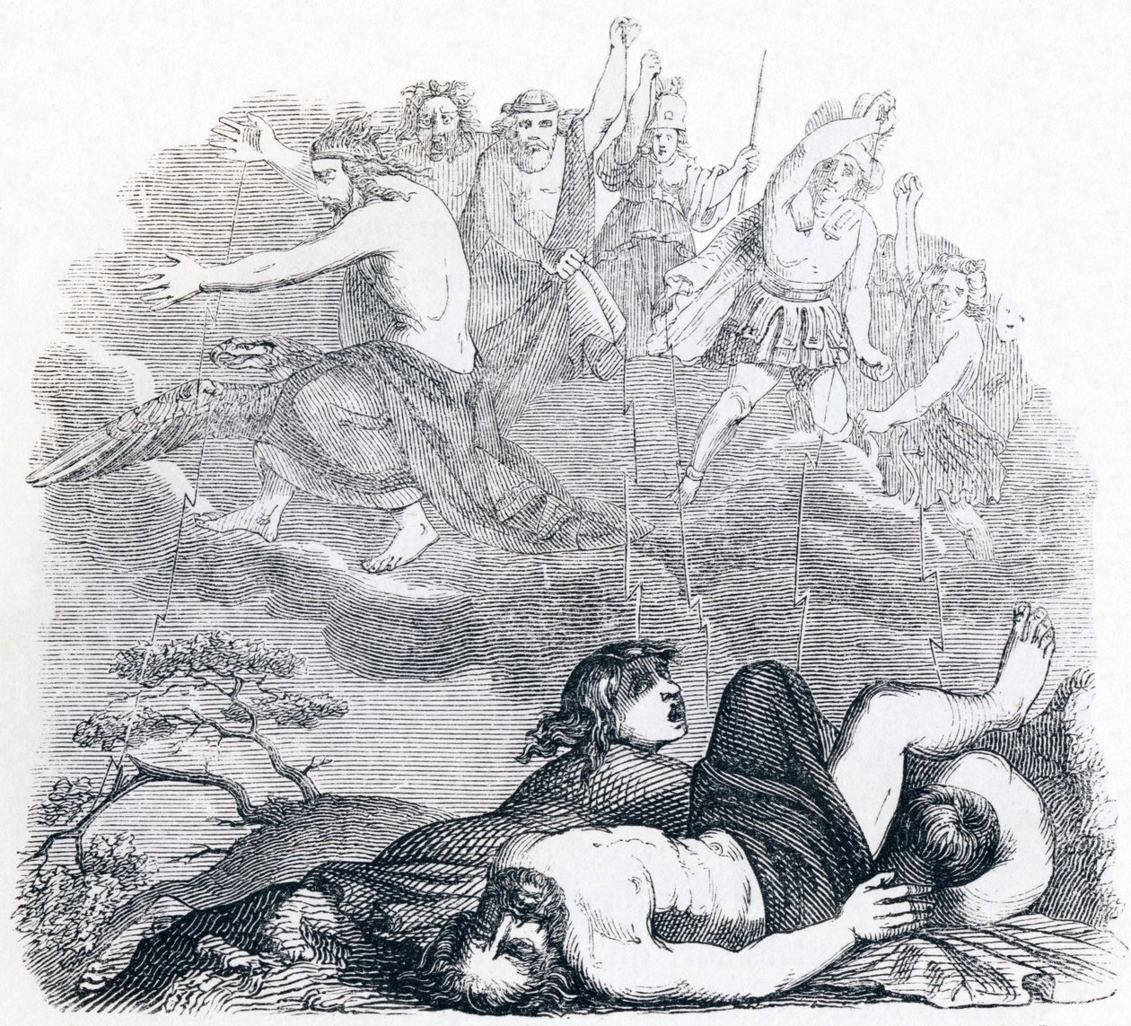 Jupiter und die Donner - Fabeln von La Fontaine von Grandville