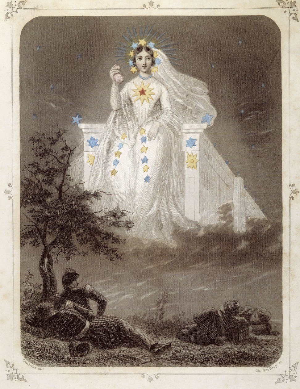 Sterne: Frau, die La belle étoile darstellt - von Grandville von Grandville