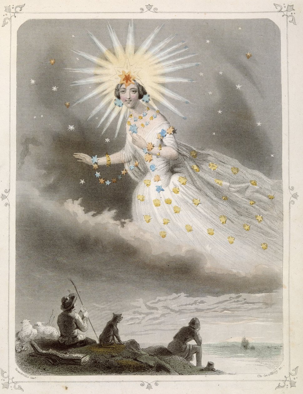 Sterne: Frau, die "Der Hirtenstern" darstellt - von Grandville von Grandville