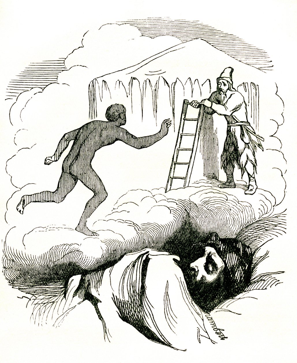 Die Abenteuer von Robinson Crusoe von Daniel De Foe, späte 19. Jahrhundert (Stich) von Grandville (1803 47)