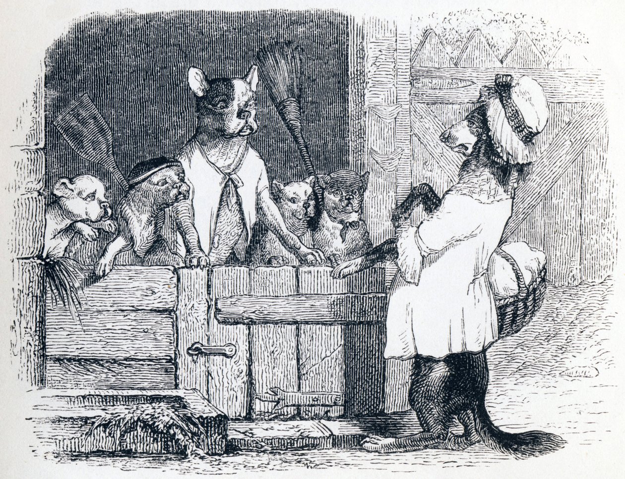 Die Laus und sein Begleiter - Fabeln von La Fontaine von Grandville
