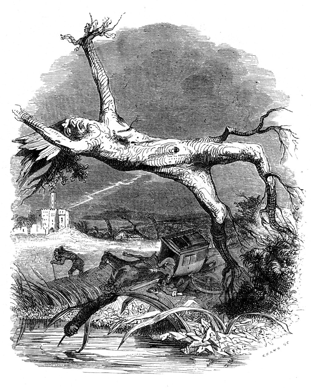 Die Eiche und das Schilfrohr: La Fontaines Fabel von Grandville (1803 47)