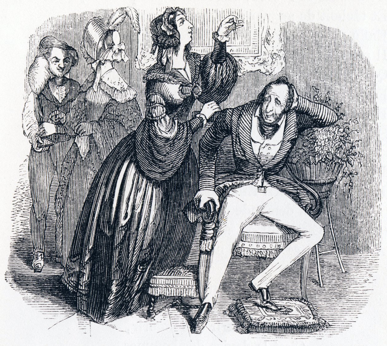 Der Mann mittleren Alters und seine zwei Geliebten - Fabeln von La Fontaine von Grandville