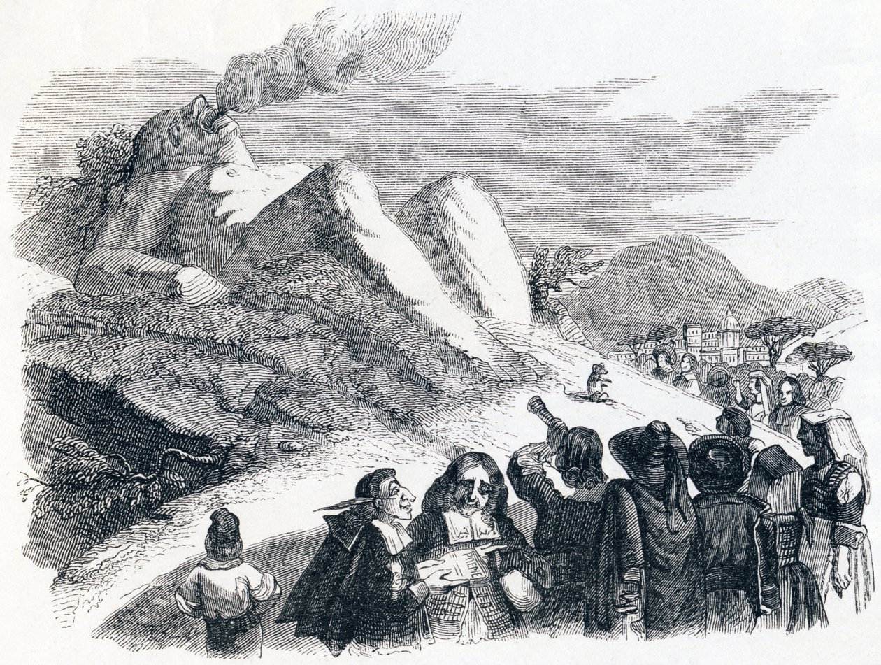 Der Berg, der gebiert - Fabeln von La Fontaine von Grandville