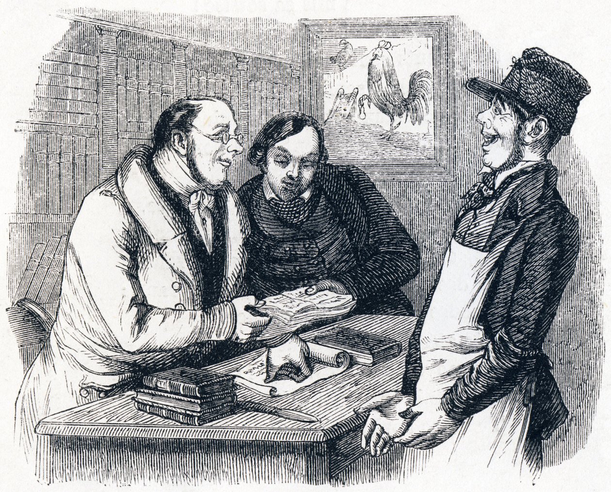 Der Hahn und die Perle (Le coq et la perle) - Fabeln von La Fontaine von Grandville