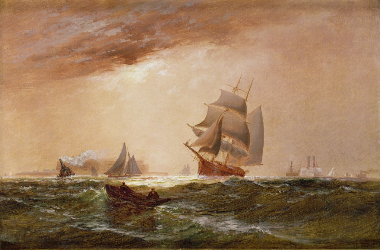Schiffe im Hafen von New York, 1891 von Granville Perklins