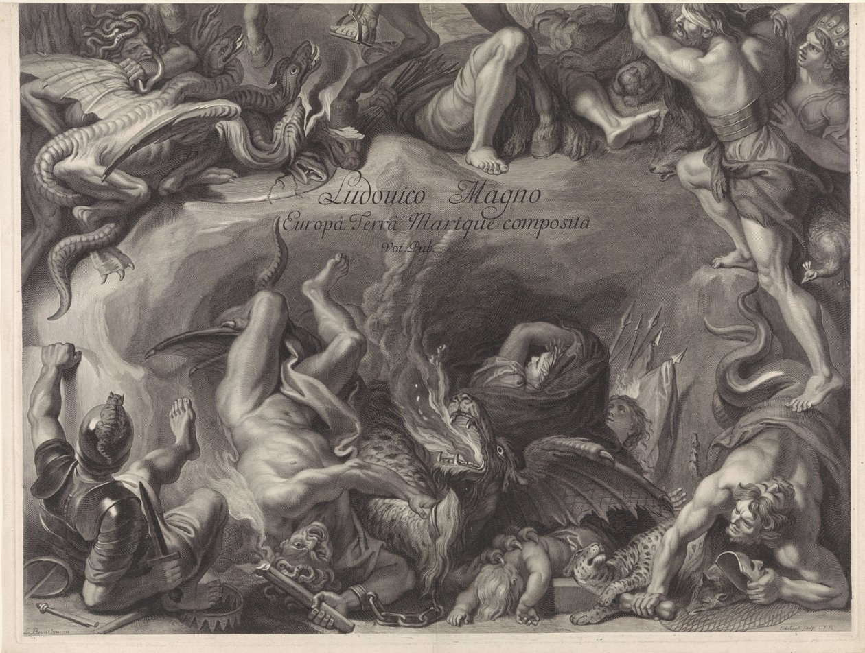 Allegorisches Reiterporträt von Ludwig XIV., König von Frankreich von Gérard Edelinck