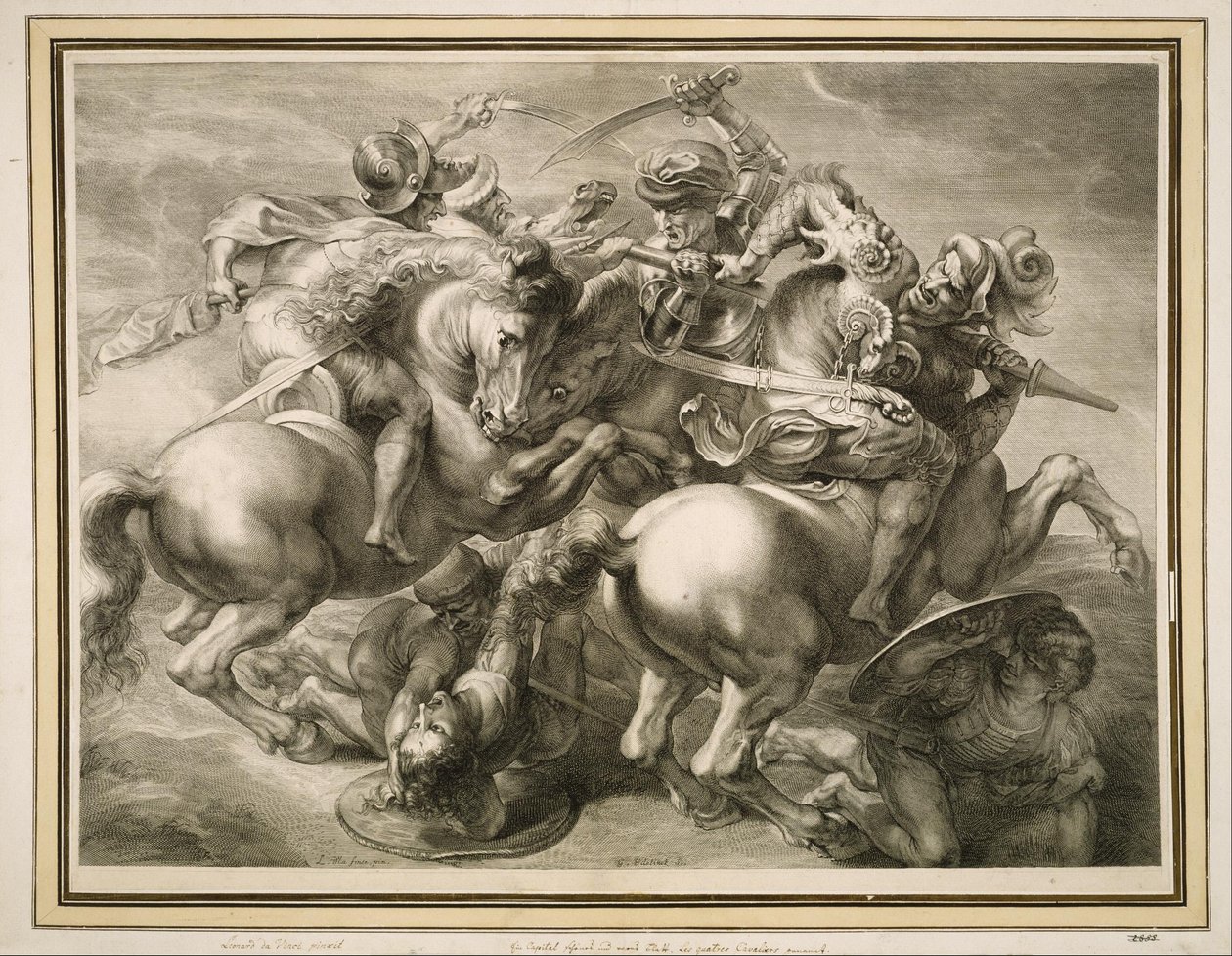 Die Schlacht der vier Reiter (Schlacht von Anghiari) von Gérard Edelinck