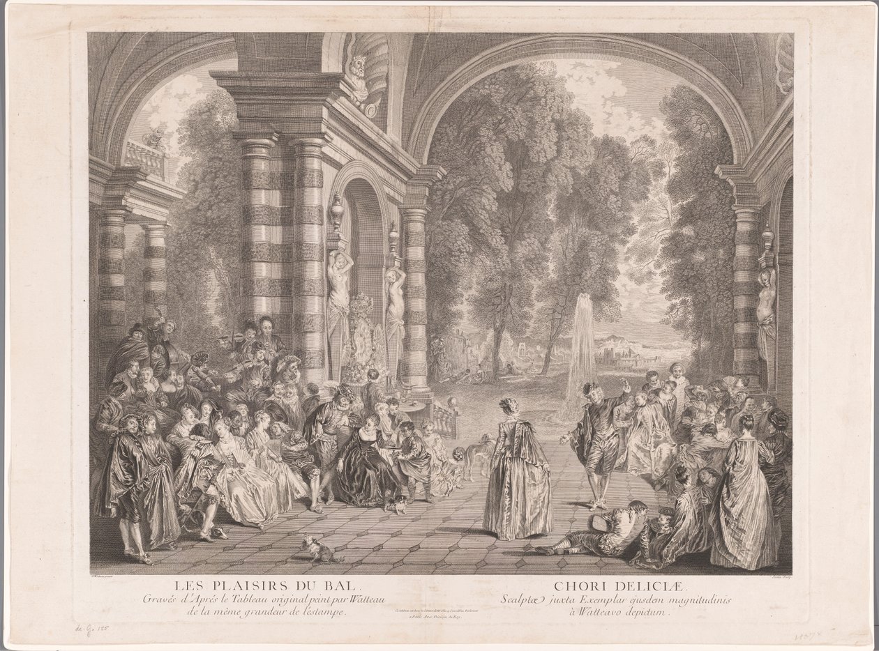Elegante Gesellschaft auf einer Terrasse mit Blick auf einen Park von Gérard Jean Baptiste Scotin (II)