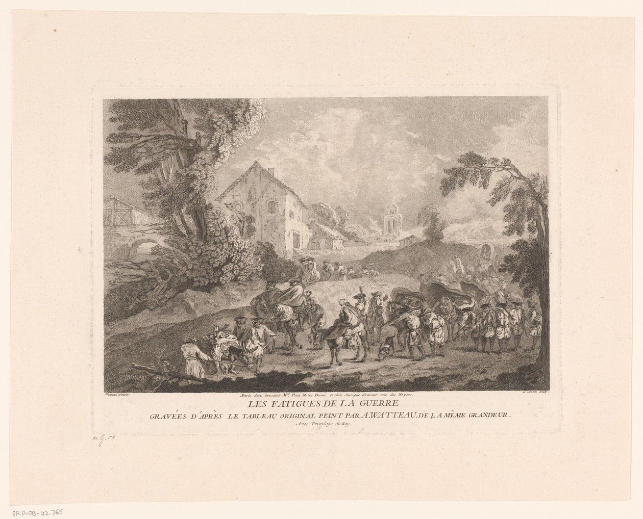 Landschaft mit vorbeiziehender Soldatengruppe von Gérard Jean Baptiste Scotin (II)