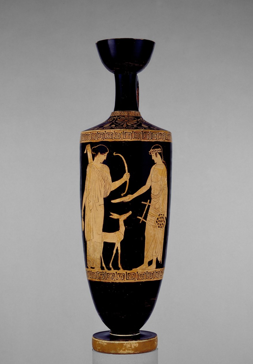 Attische rotfigurige Lekythos mit Apollo und Artemis mit einem Hirsch, 5. Jahrhundert v. Chr. von Greek