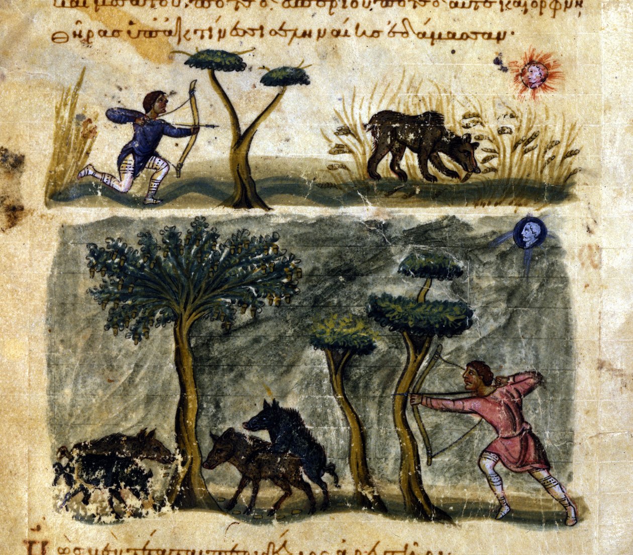 Bären- und Wildschweinjagd - in „De venatione“ von Oppianus von Greek School