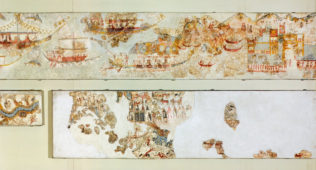 Marineexpeditionen, Akrotiri-Fresko, Thera (heute Santorin), Griechenland, minoische Zivilisation von Greek School