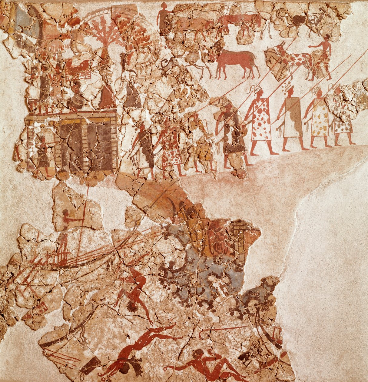 Der Tod der Libyer, Akrotiri-Fresko, Thera (heute Santorini) (Griechenland), minoische Zivilisation von Greek School