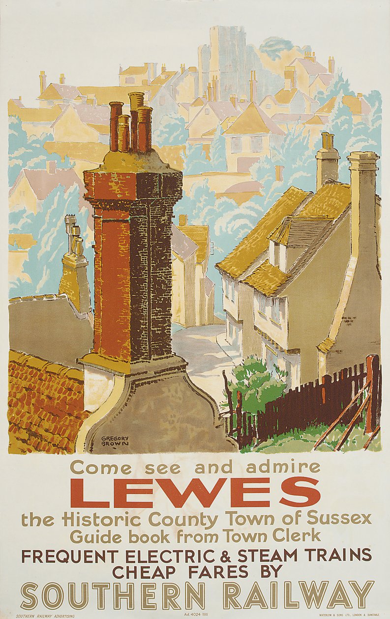 Lewes, Plakat zur Werbung für Southern Railway von F. Gregory Brown