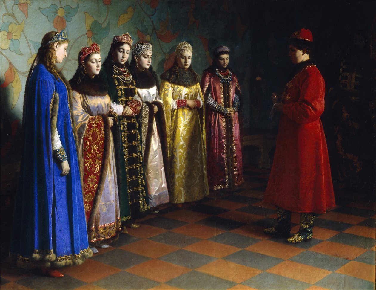Zar Alexei Michailowitsch wählt eine Braut, 1882 von Grigori Semenovich Sedov