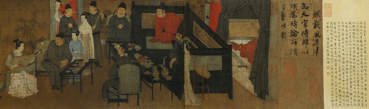 Nächtliche Vergnügungen von Han Xizai (Detail) von Gu Hongzhong (after)