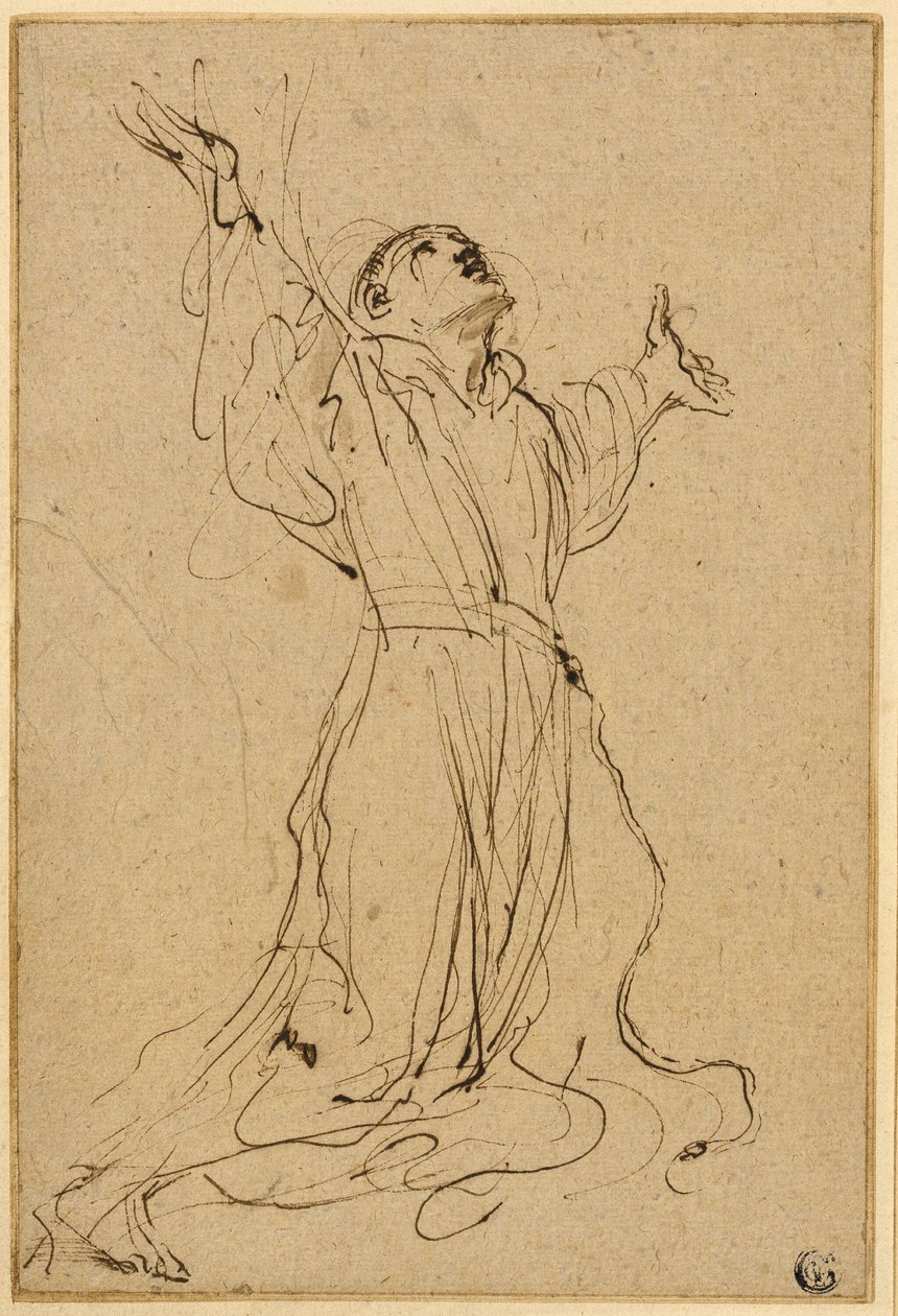 Studie für den heiligen Franziskus, der die Stigmata empfängt von Guercino