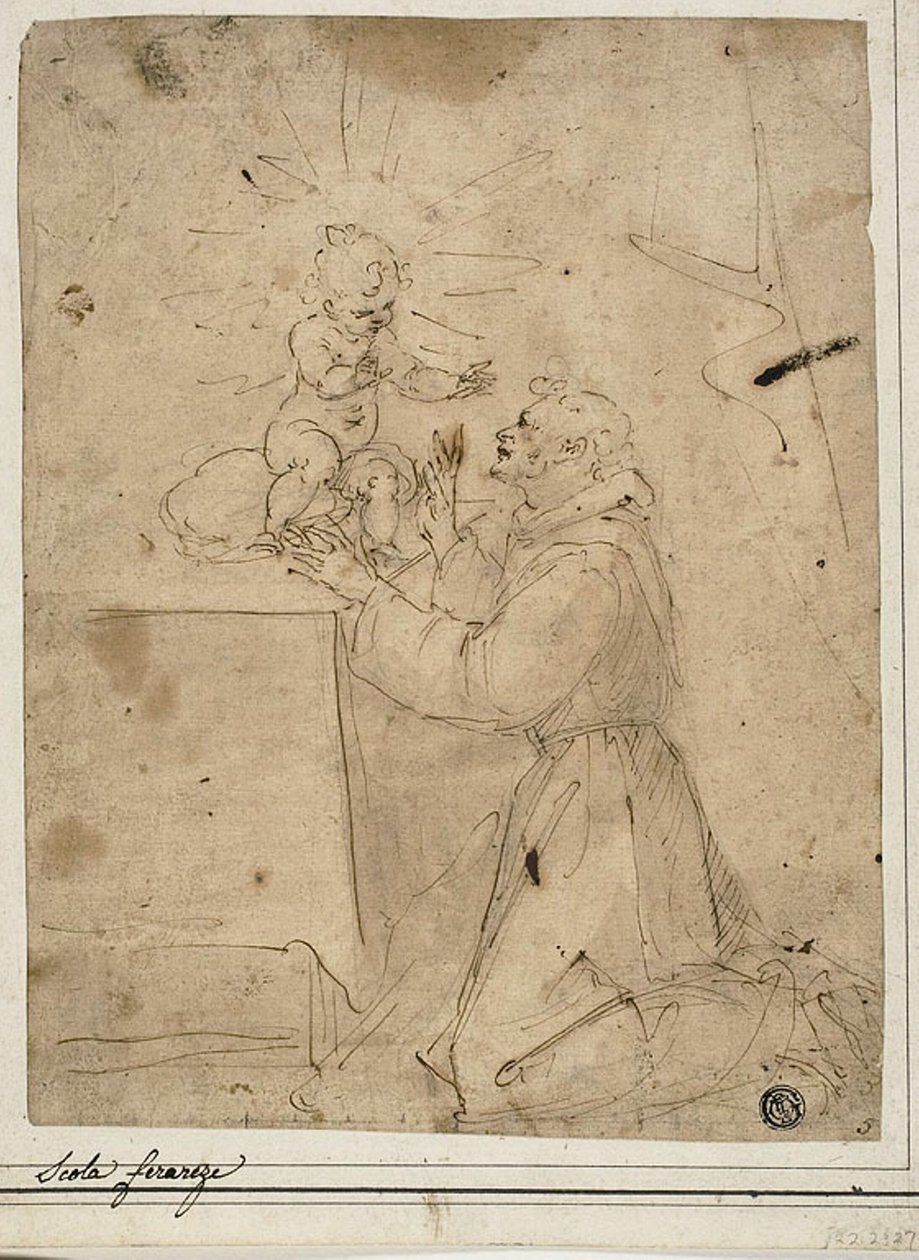 Der heilige Antonius von Padua, der das Christkind anbetet von Guglielmo Caccia