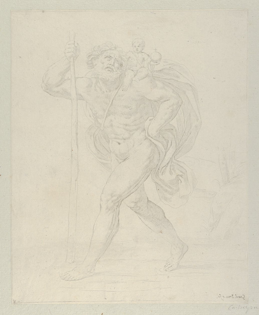 Der heilige Christophorus mit dem Jesuskind auf seiner linken Schulter, ca. 1600-1640 von Guido Reni