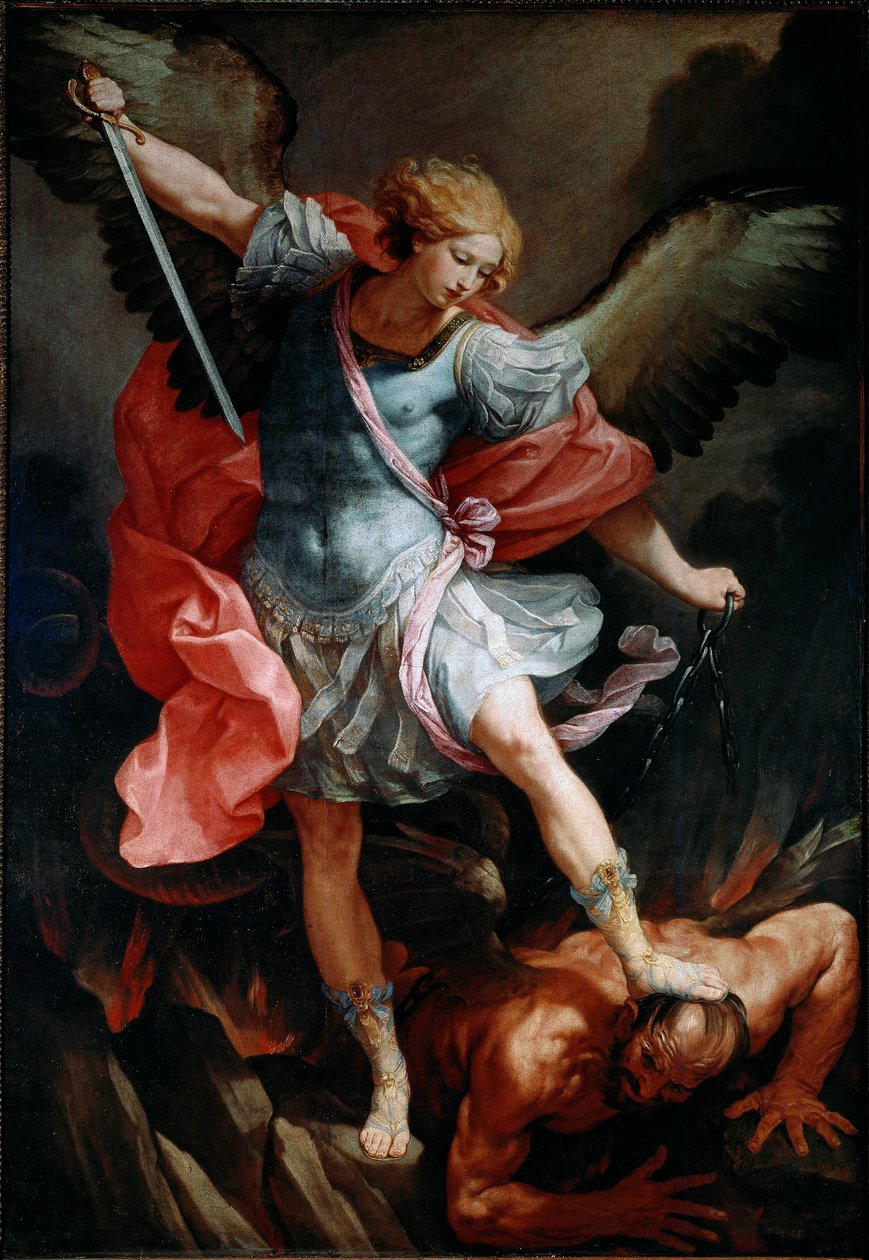 Der Erzengel Michael zertritt den Kopf des Dämons von Guido Reni