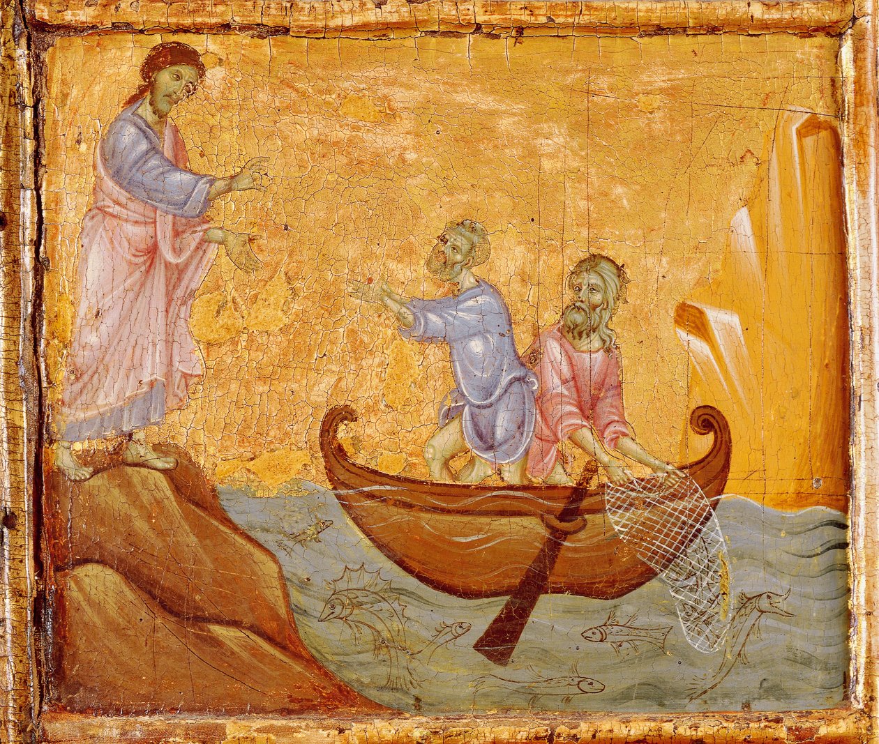 Wunderbarer Fischfang (Detail) von Guido da Siena