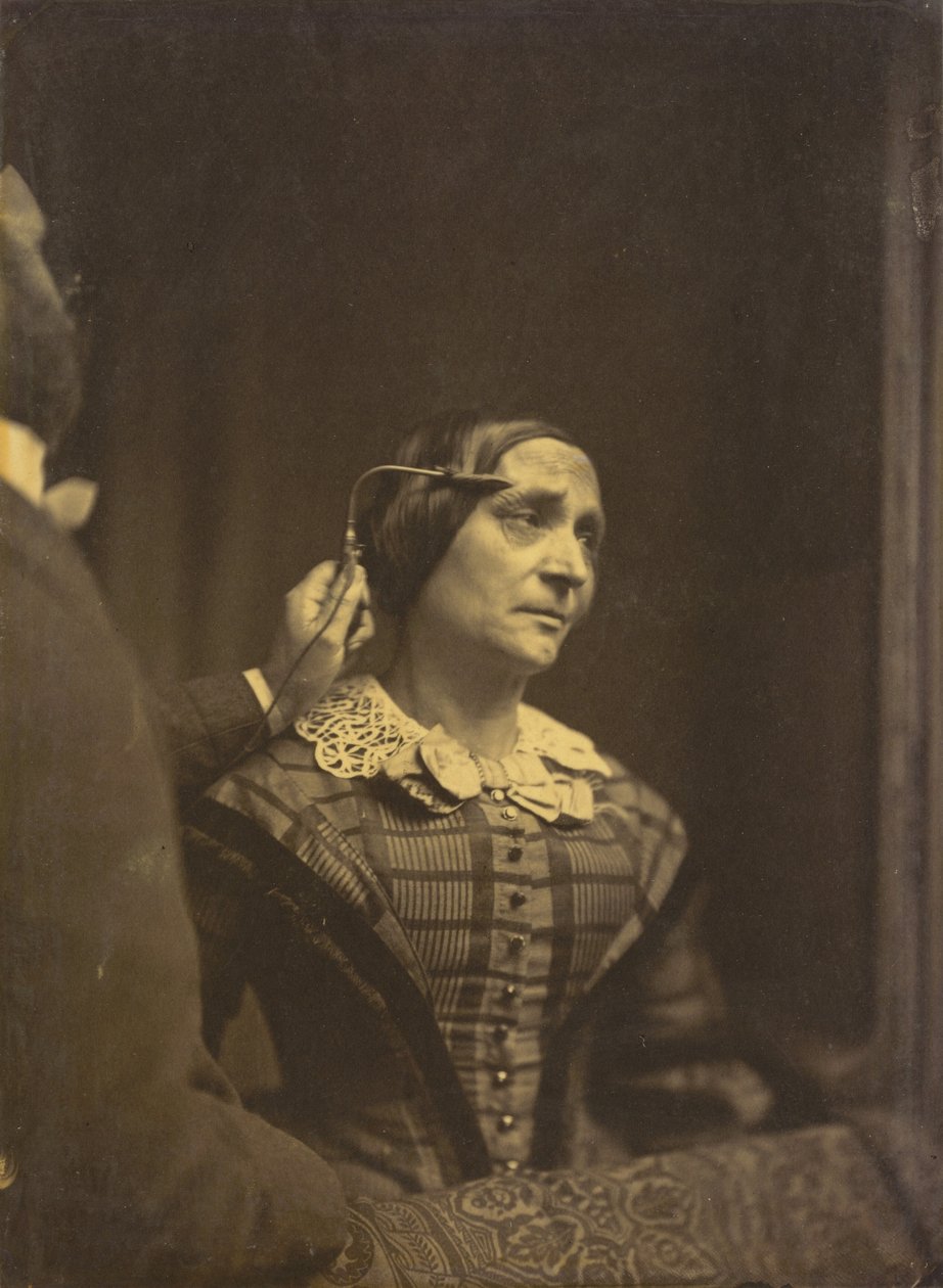 Aufmerksamkeit (links); Schmerzliche Aufmerksamkeit (rechts), 1854-1856, gedruckt 1862 von Guillaume Benjamin Armand Duchenne de Boulogne