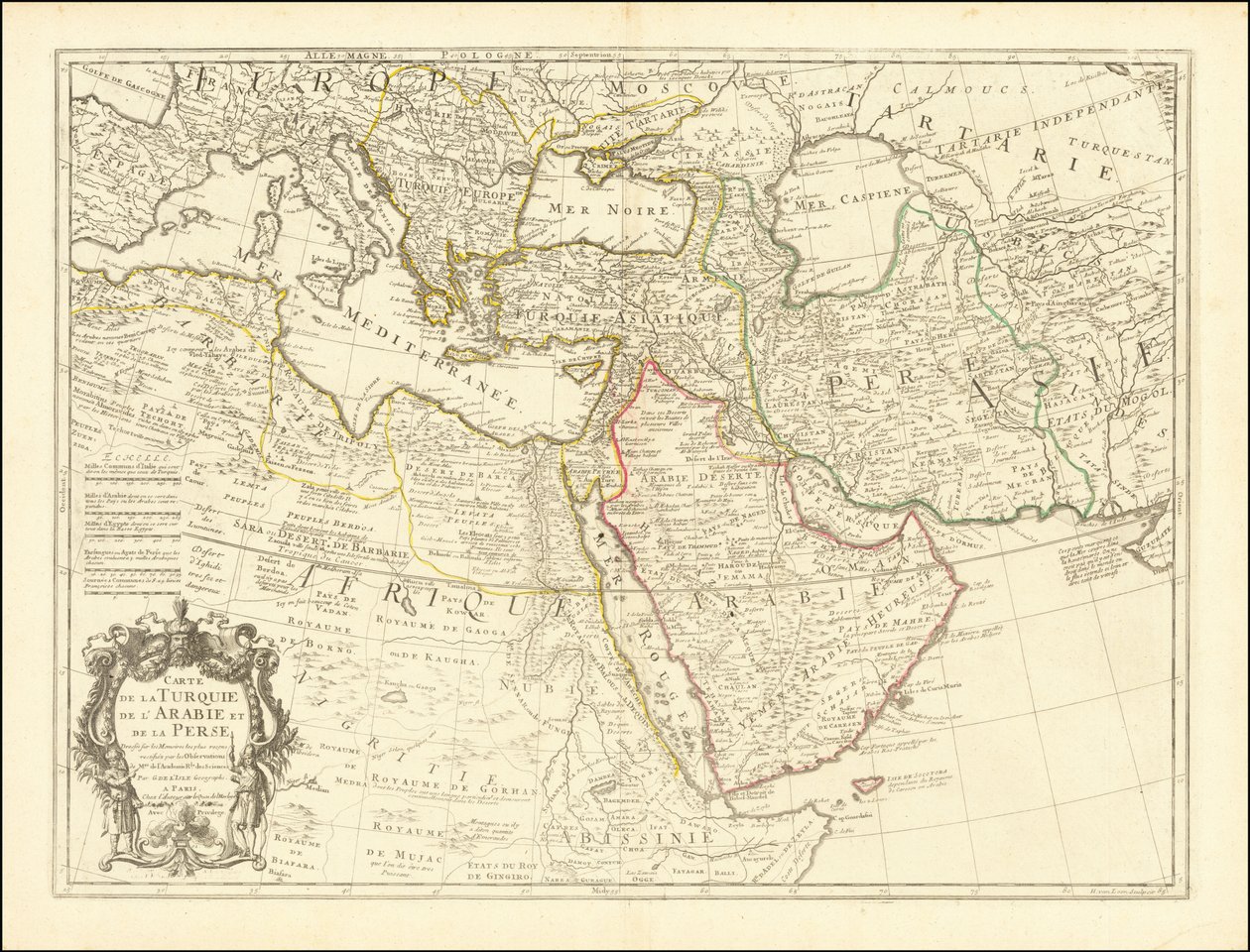 Karte der Türkei, Arabien und Persien von 1701 von Guillaume Delisle