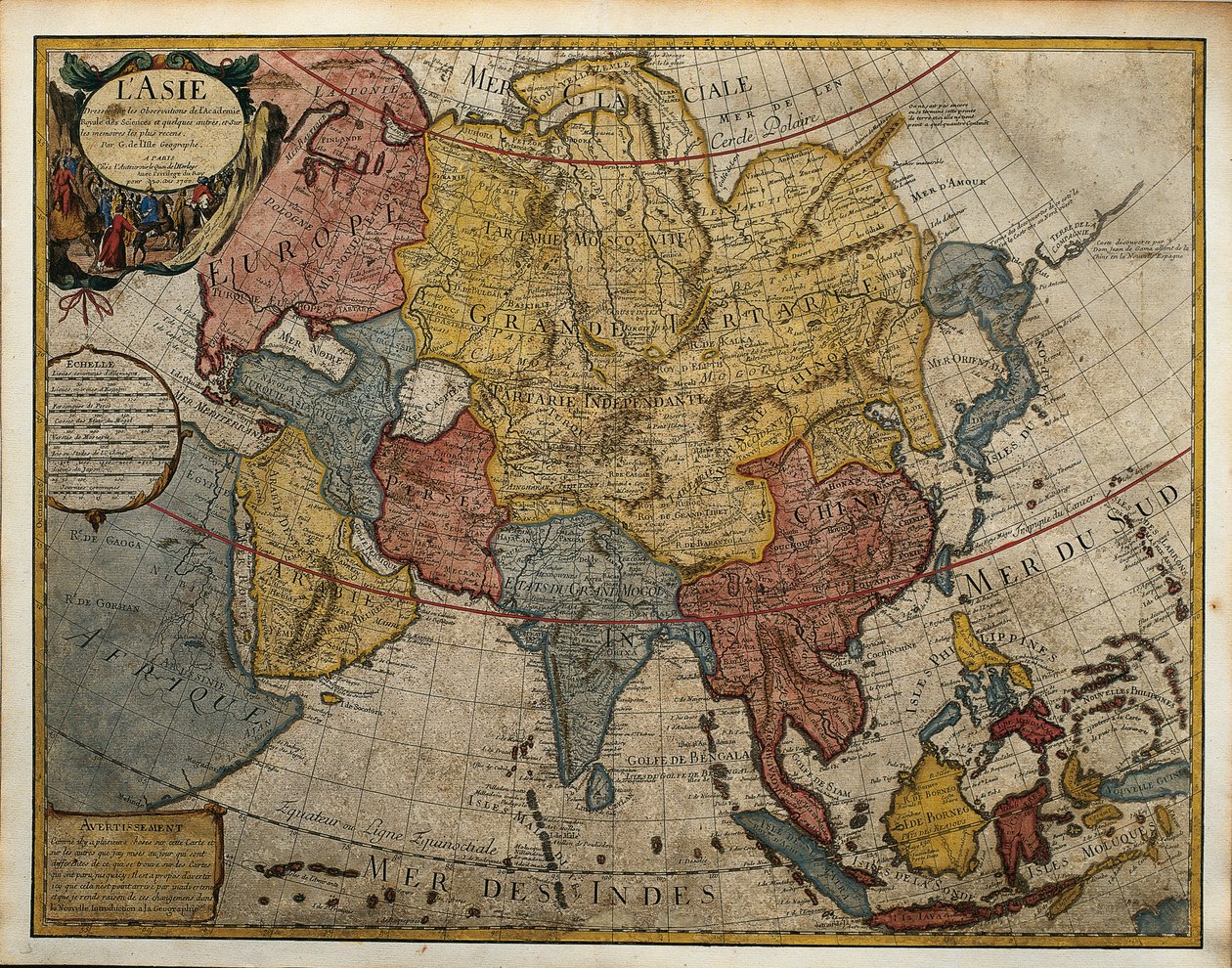 Karte von Asien von Guillaume Delisle