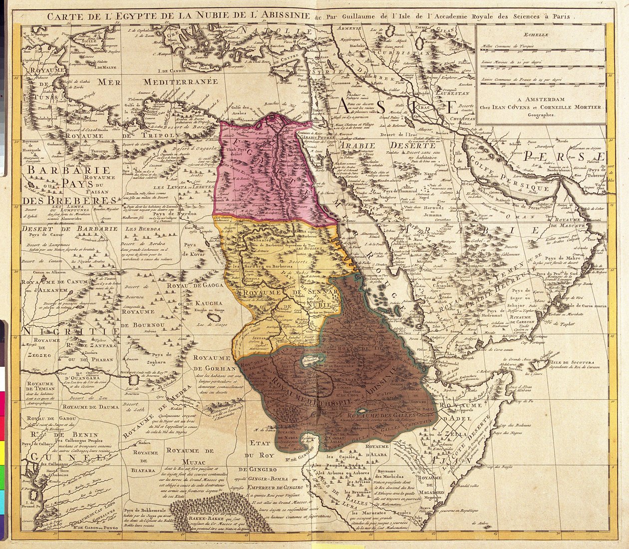 Karte von Ägypten, Nubien (Sudan) und Abessinien (Äthiopien) (Radierung) von Guillaume Delisle
