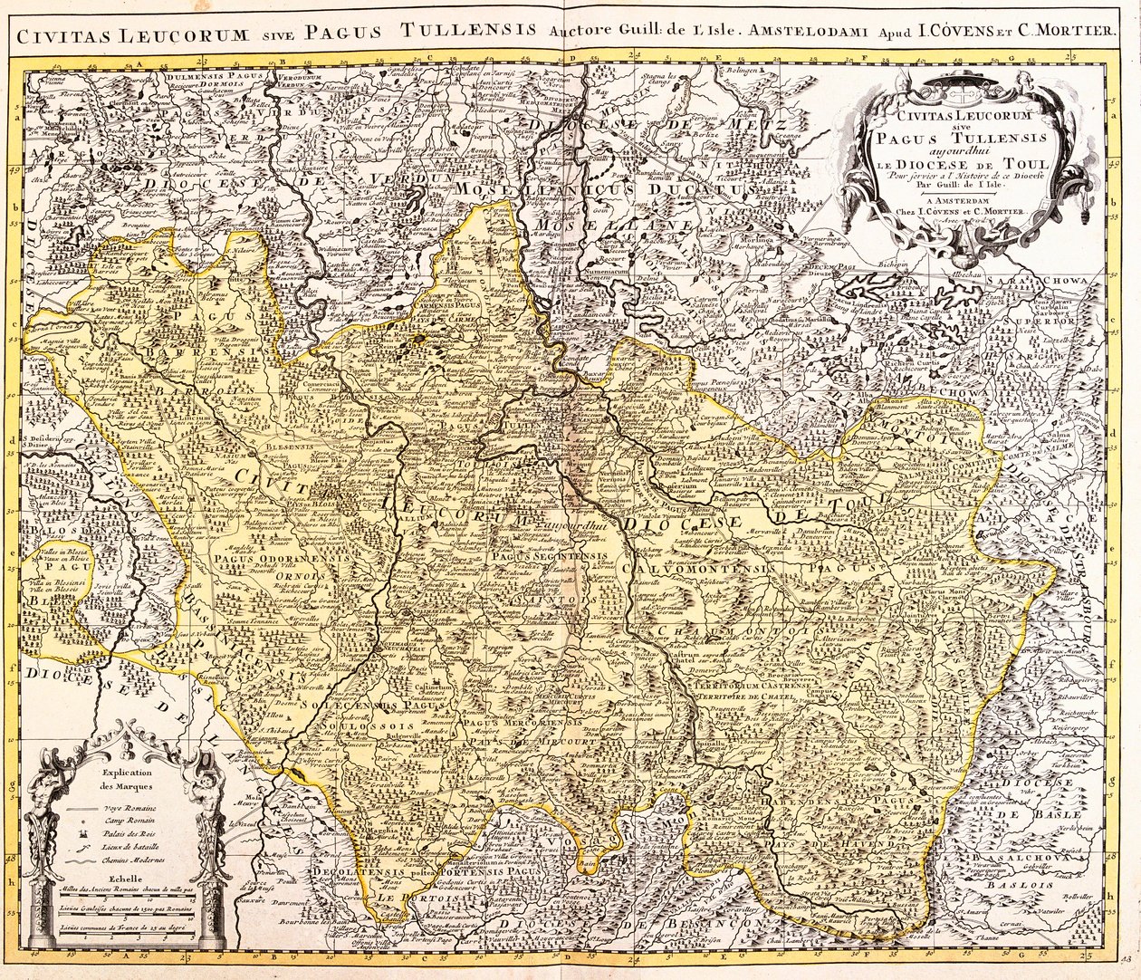 Karte des Bistums Toul (Lothringen, Frankreich) (Radierung) von Guillaume Delisle