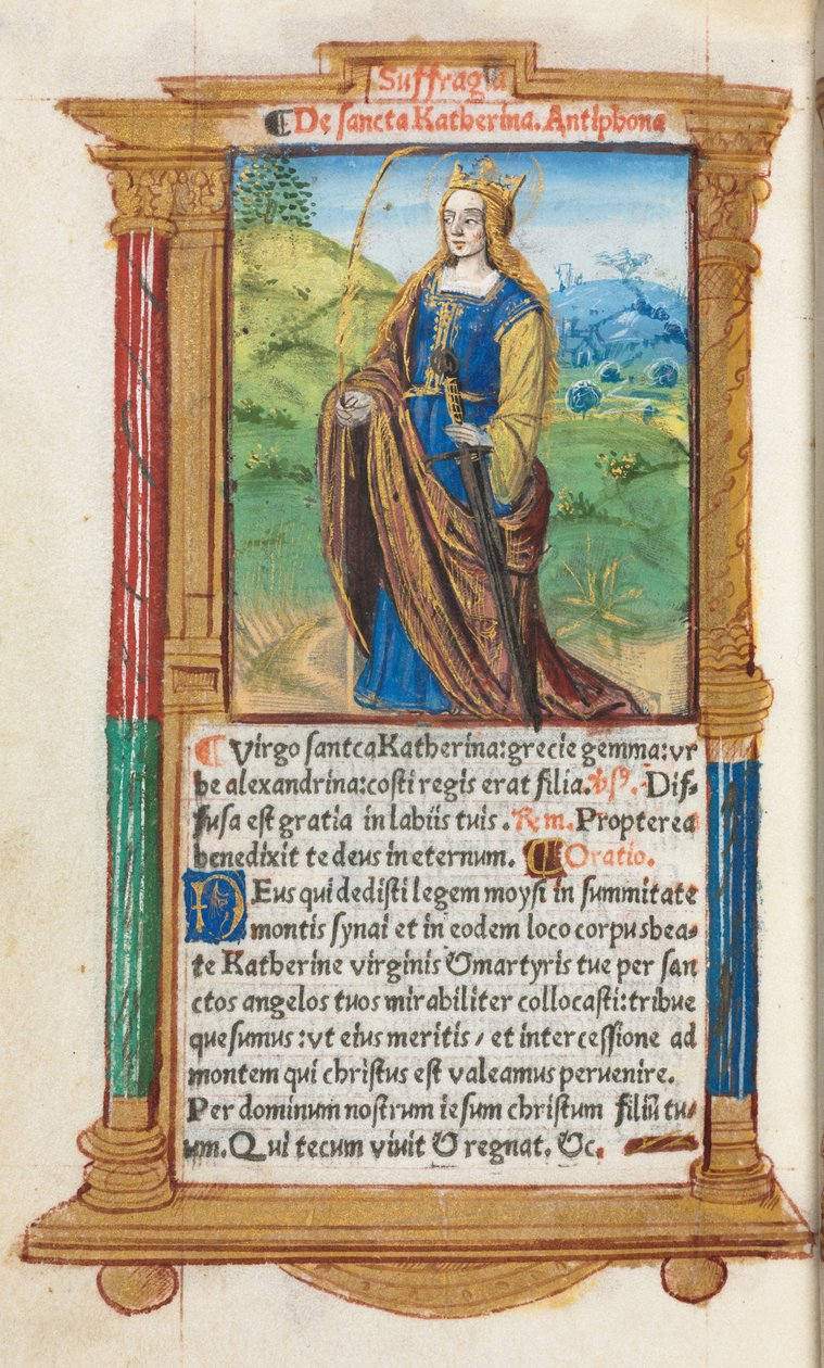 Gedrucktes Stundenbuch (Gebrauch von Rom): fol. 109v, St. Katharina von Guillaume Le Rouge