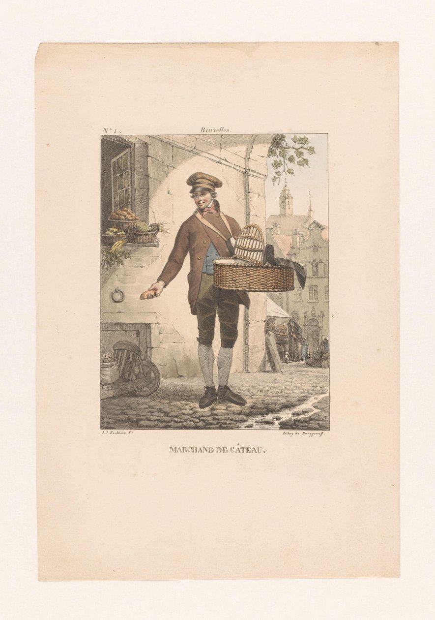 Verkäufer von Gebäck in Brüssel von Guillaume Philidor Van den Burggraaff