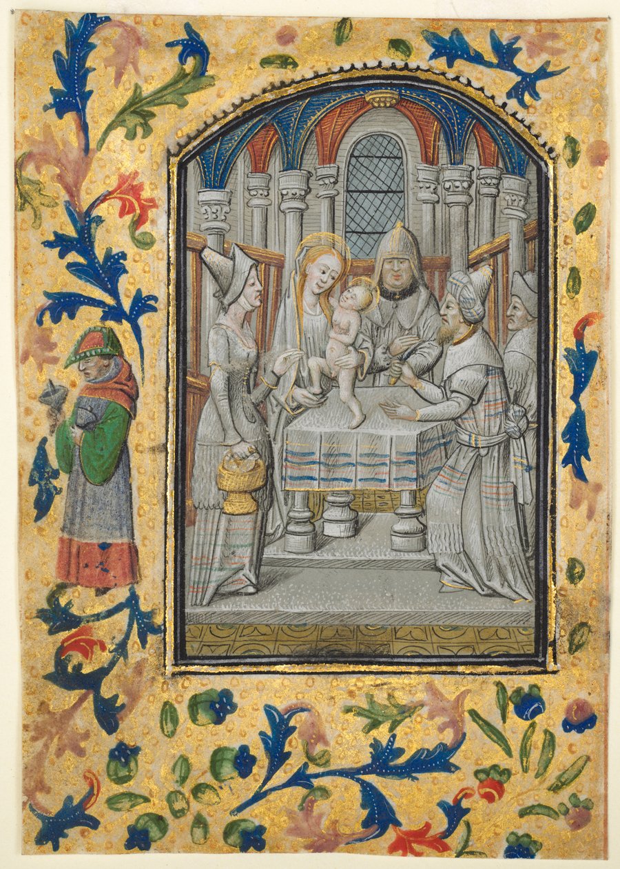 Blatt aus einem Stundenbuch: Die Heimsuchung, ca. 1470-1480 von Guillaume Vrelant